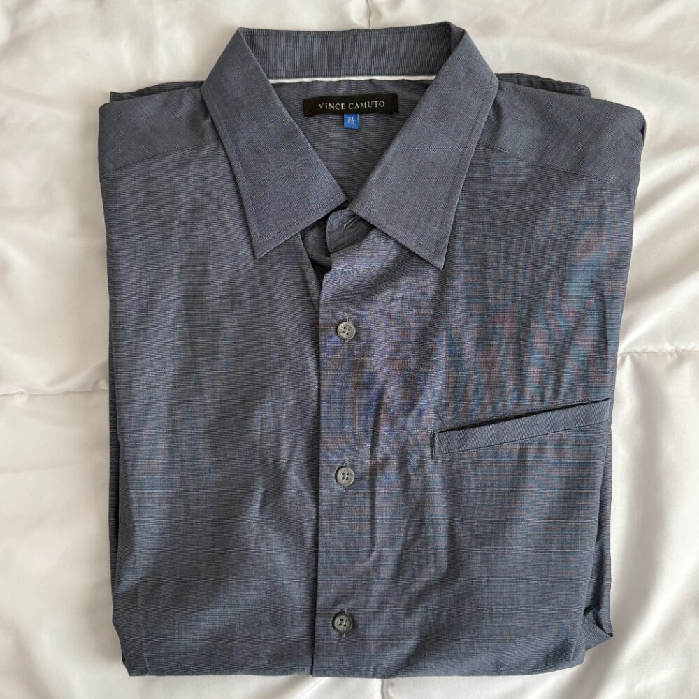 Vince Camuto Men's Long-sleeve Dress Button-up Shirt Blue/Gray Party Office XL